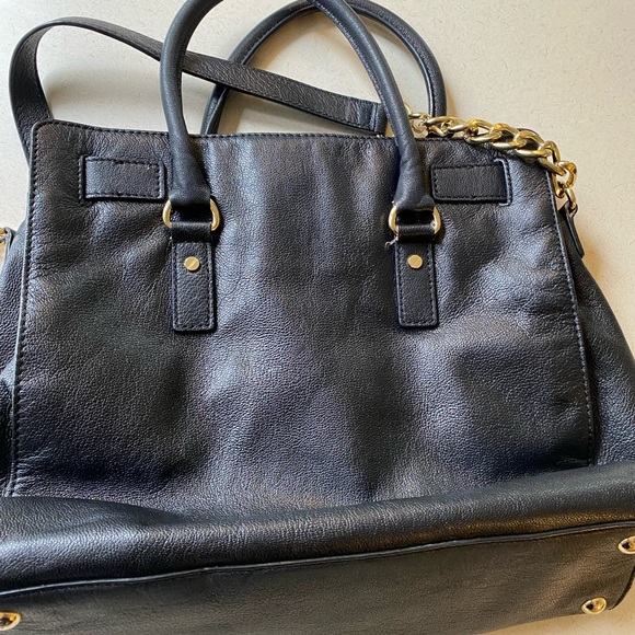 Michael Kors Black Leather Shoulder Bag with Gold Tone Accents - Picture 15 of 16